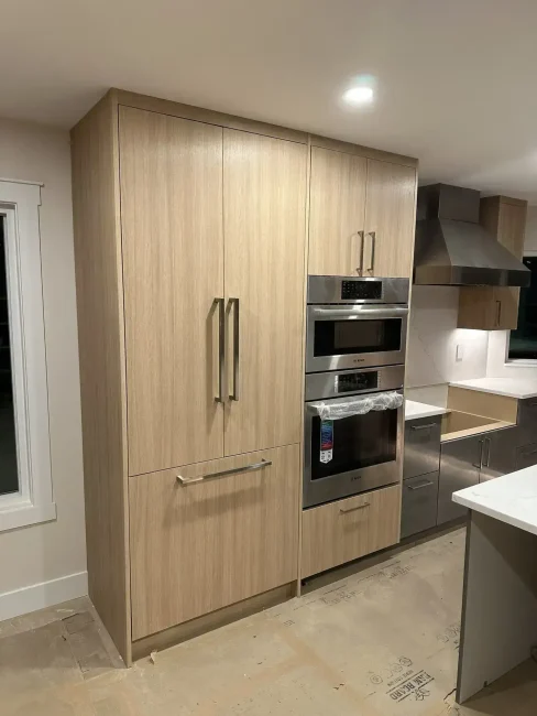 Wood Veneer and Matte Laminate Modern Cabinet